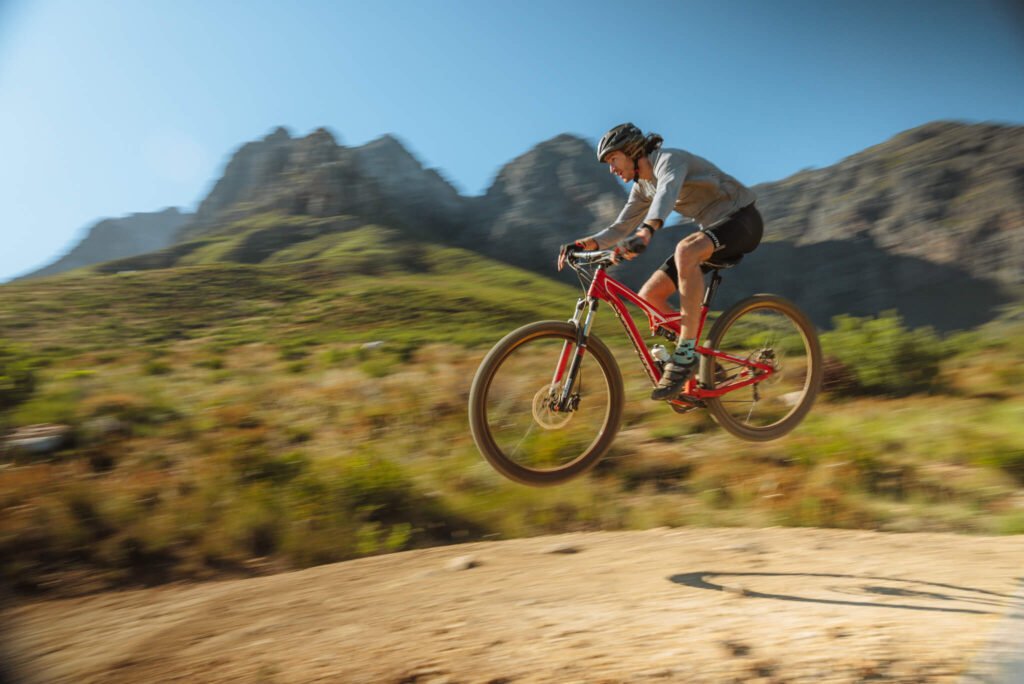 South Sky cycling rental fitting session before the first day's ride on Stellenbosch's MTB trails